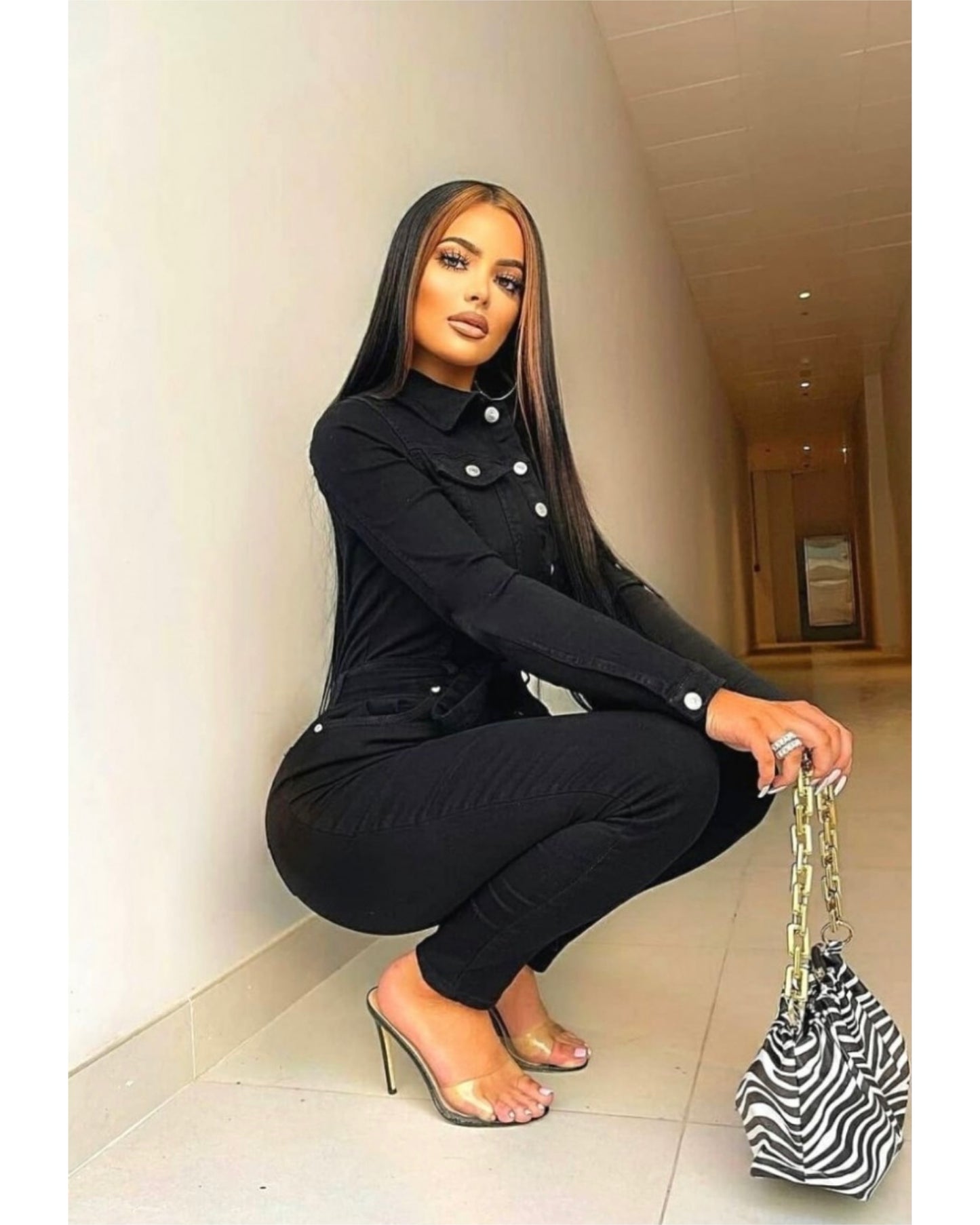 Black Denim Jumpsuit