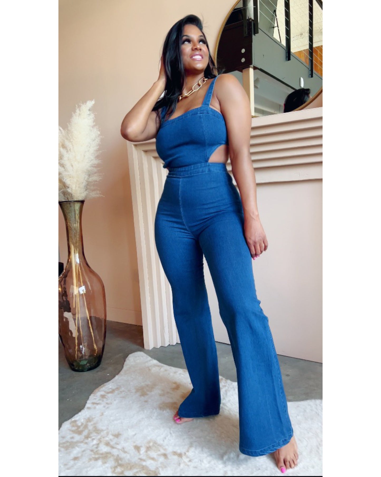 Flare Denim Jumpsuit