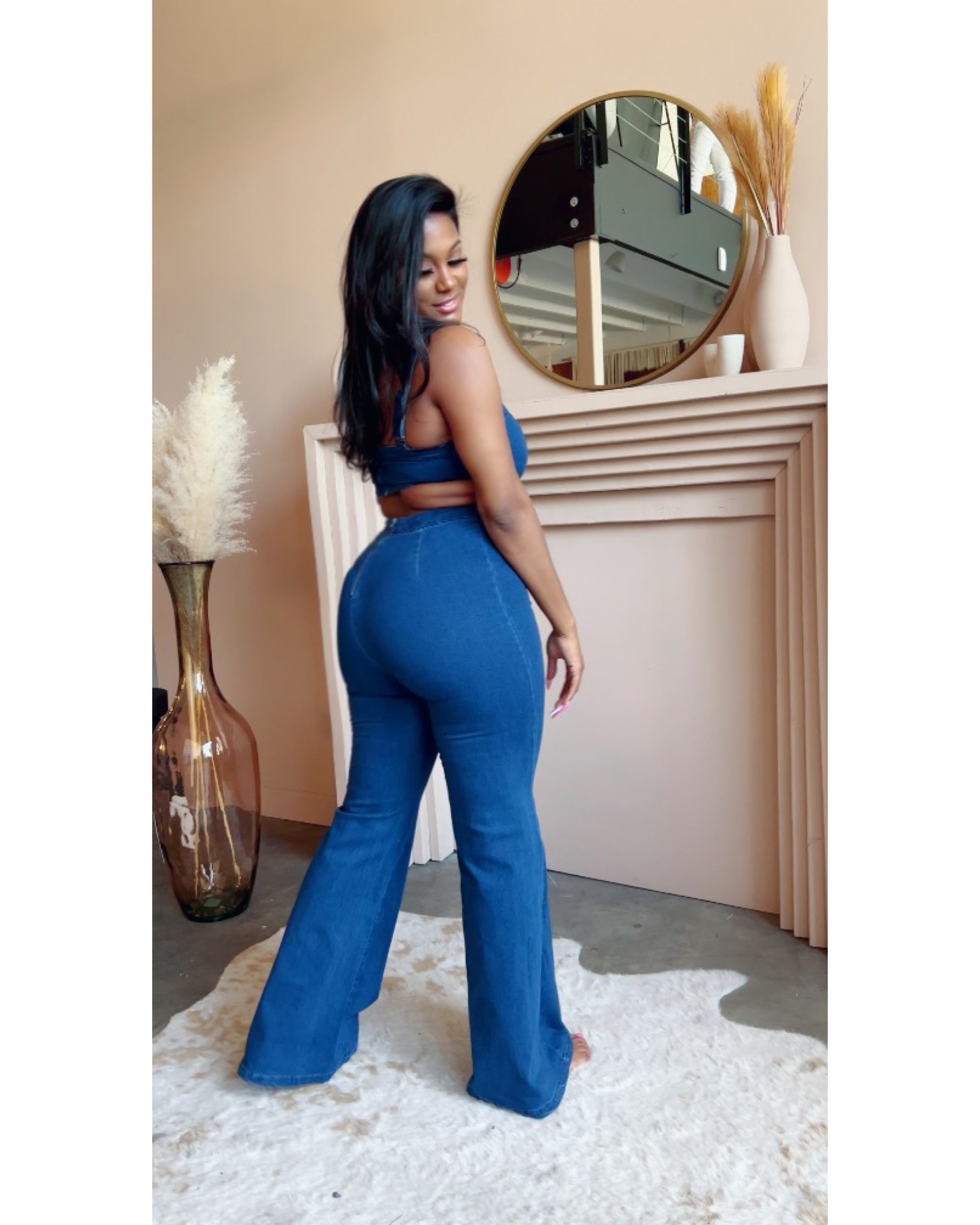 Flare jeans jumpsuit online