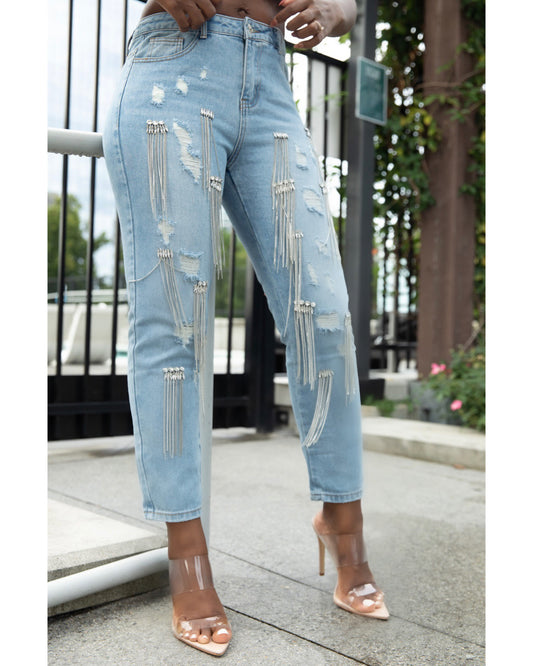 Rhinestone Boyfriend Jeans